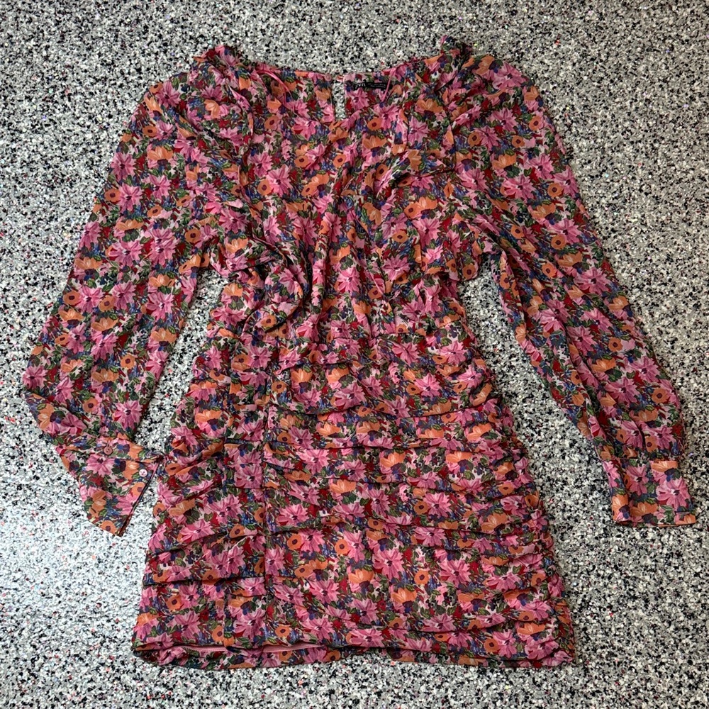 Zara Floral Pink Long Sleeve Dress